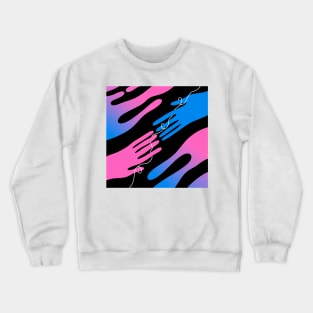 soul mates abstract hands pink and blue Crewneck Sweatshirt